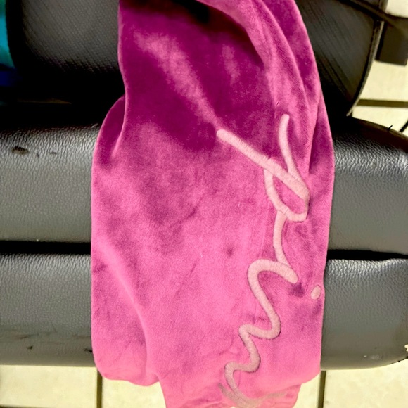 PINK velour pants in LUSCIOUS PLUM - Picture 2 of 5